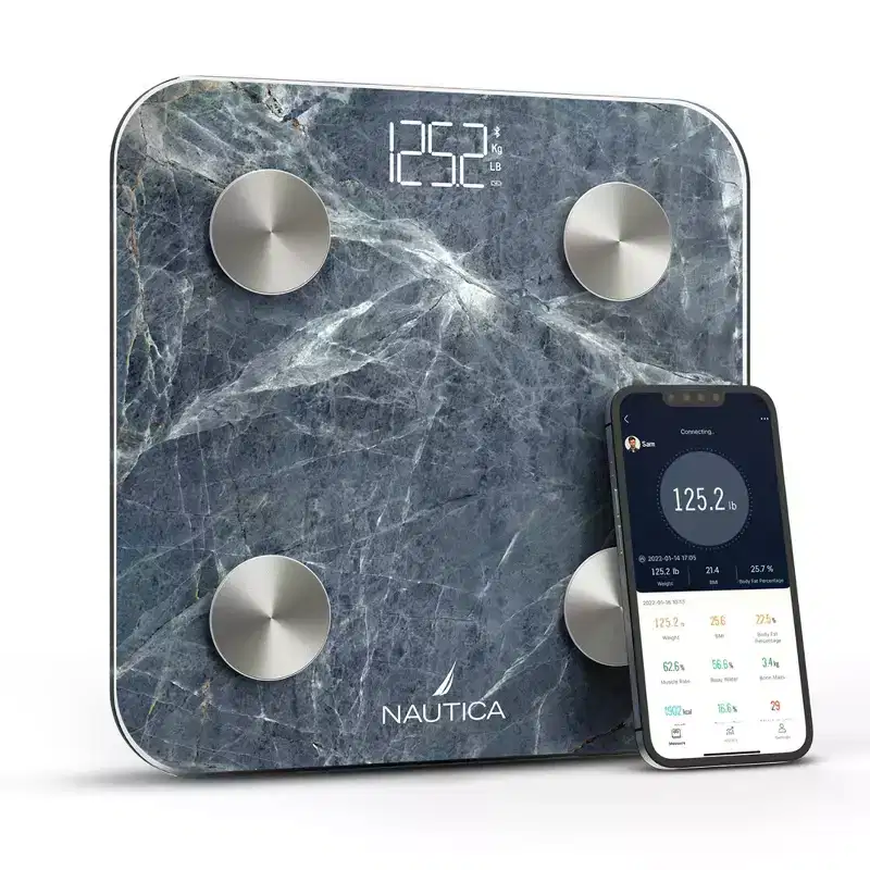 Nautica Body Tracker Smart Scale - 12 Body Metrics, Bluetooth Syncing, Stylish Design, iOS & Android Compatible