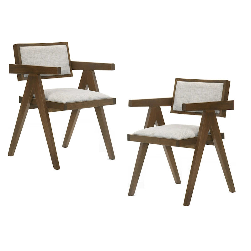 Modrest Fern Modern Walnut and Beige Dining Chair (Set of 2)
