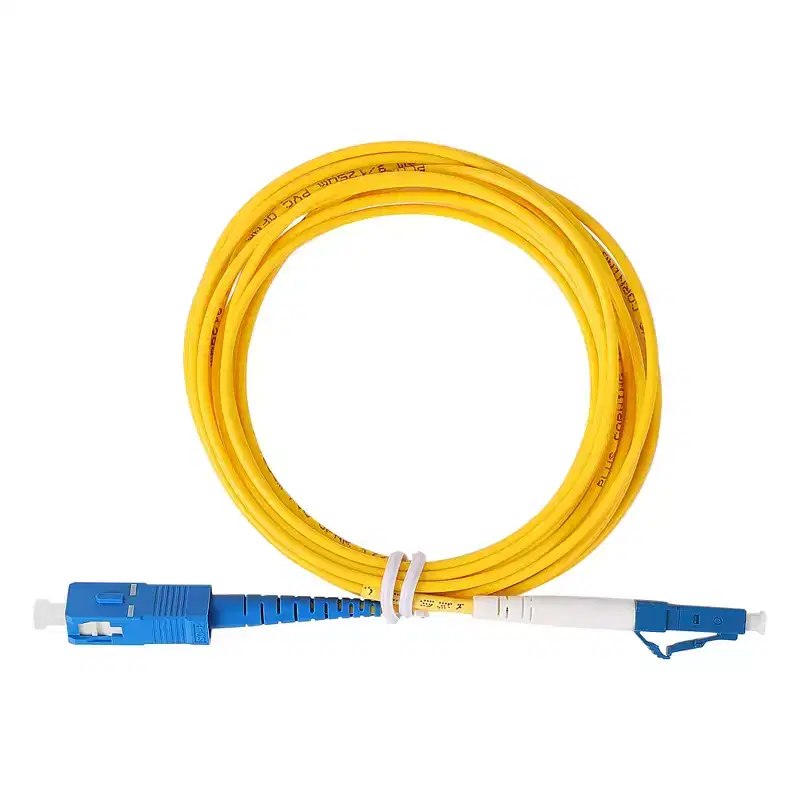 Unique Bargains Single Mode Material LC to SC Connector Fiber Optic Internet Cable 9.5ft Length 5/64 Dia Yellow 1 Pc