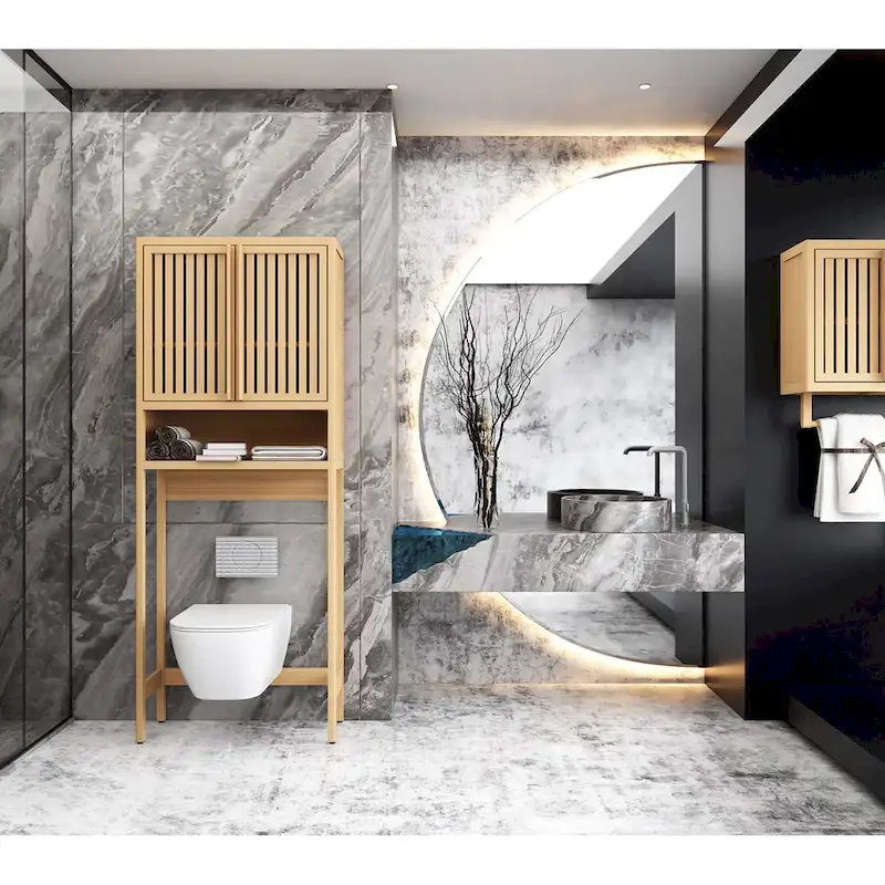 Bamboo Over-Toilet Storage Cabinet with Doors