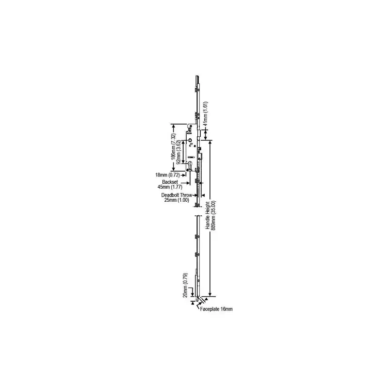 Brixwell 850-8787107 Manual Shootbolt Lock Ext 1-3/4 Backset 1in Deadbolt throw 35in Handle Height .79 Shootbolt 5/8 Faceplate