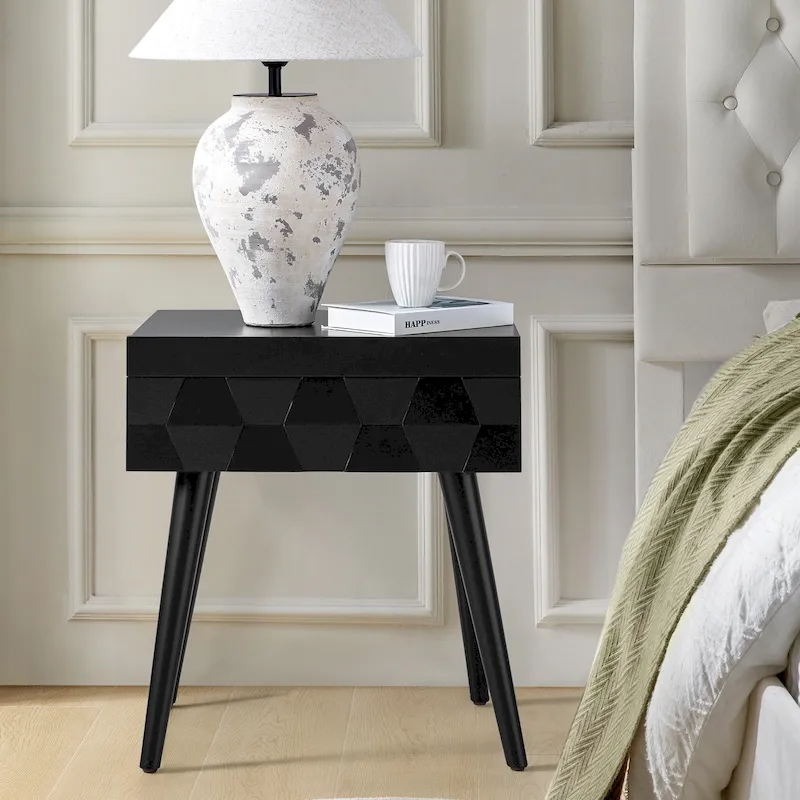 Mid-Century Modern End Table with Charging Station