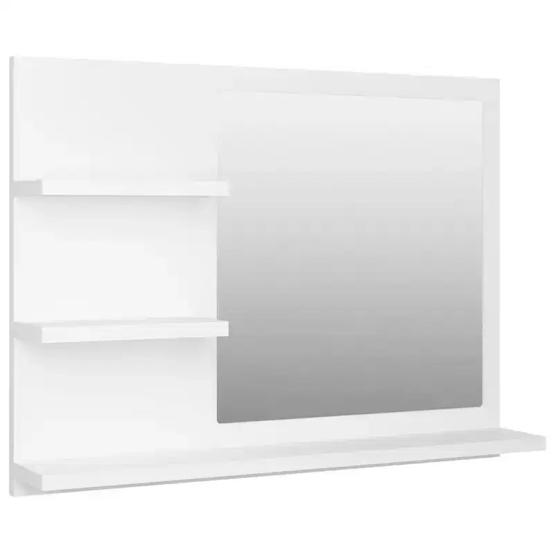 vidaXL Modern Bathroom Mirror with 3 Shelves, Durable Engineered Wood and Acrylic Material, Easy-to-Clean, White, 23.6x4.1x17.7