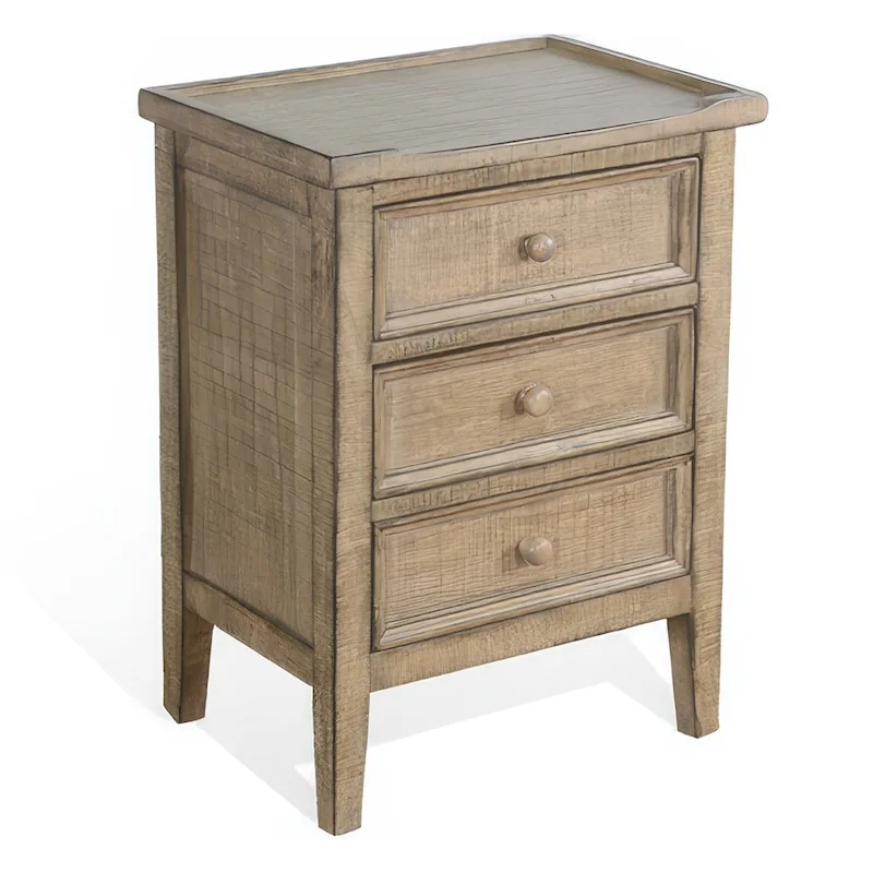 Rena End Table with 3 Drawers, 19 Inch Distressed Brown Mahogany Wood