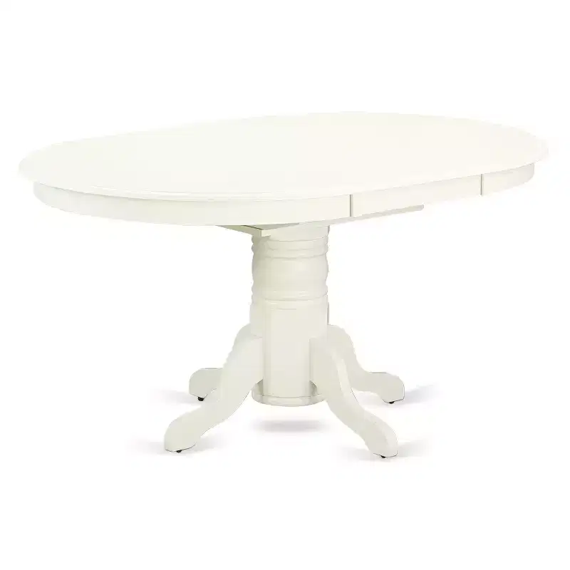 HomeStock 7 Piece Linen White Dining Room Table Set Oval Table with 6 Chairs