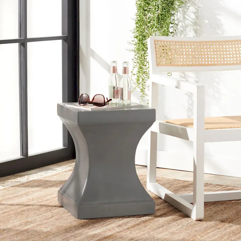 Concrete Indoor/Outdoor Accent Table - 13.7"x13.7"x17.7"