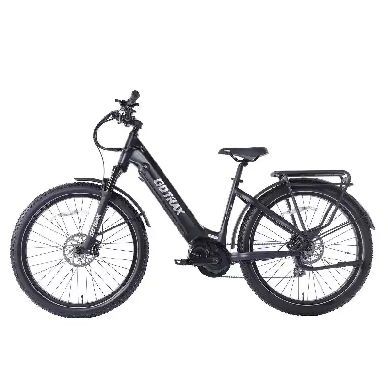 GOTRAX Adult MX1 Mid Drive 27.5" Step Through Electric Hybrid Bike - Black