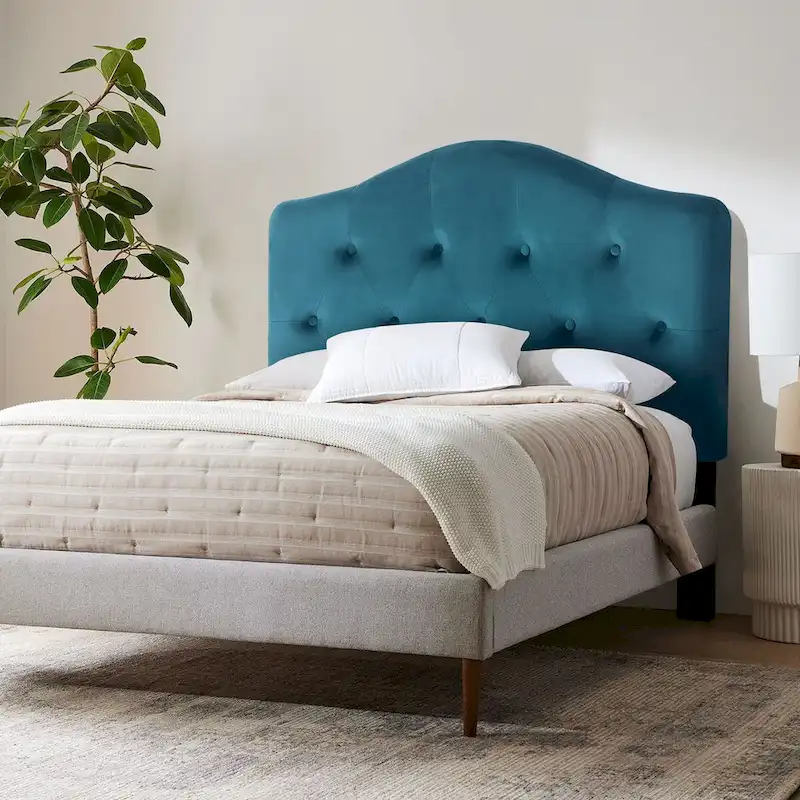 Camelback Tufted Upholstered Headboard for Twin Bed