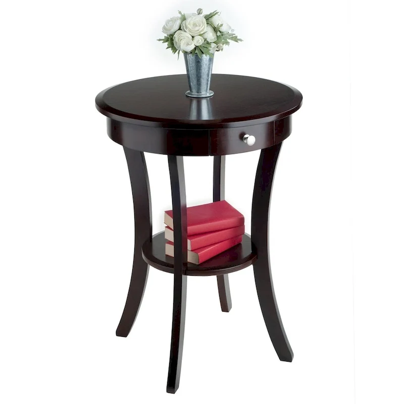 Round Accent Table, Cappuccino - 20W x 20D x 27H
