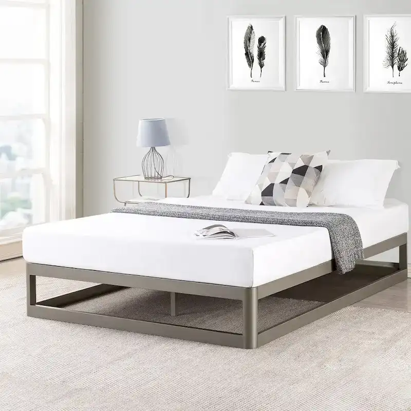 Heavy Duty Metal Platform Bed Frame with Steel Slats �� No Box Spring Needed