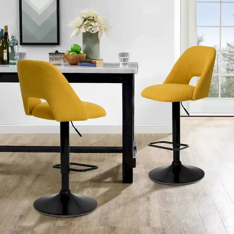 17.7 Bigger Base Vinyl Adjustable Height Swivel Bar Stool, Set of 2 - 32x17x17