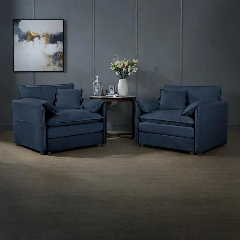 2-Pieces Chenille Accent Sofa Chair Set of 2 with Oversized Armchairs and 29.92 Deep Seats (800lb Capacity)