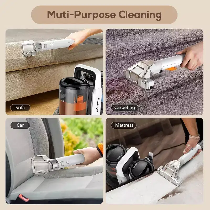 Teendow 15 kPa Portable Carpet & Upholstery Spot Cleaner, Cleaning Machine for Carpets, Area Rugs,Sofa, Car Cushion with 2 Brush Heads,500W