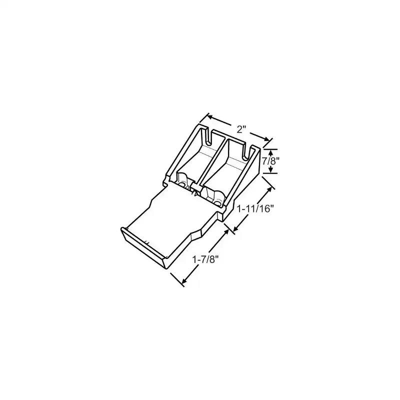 Brixwell Fixed Patio Door Clip, 7/8 Height, 2 Top Width, 1-11/16 Body Length, Plastic Material, White Finish