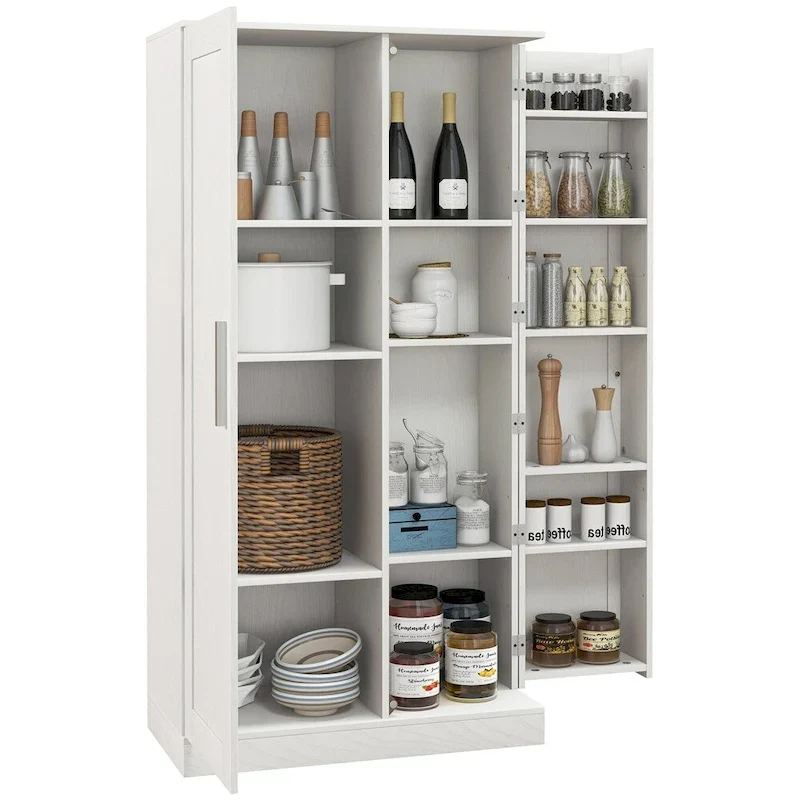 14-Tier Freestanding Kitchen Pantry Storage Cabinet with 2 Doors