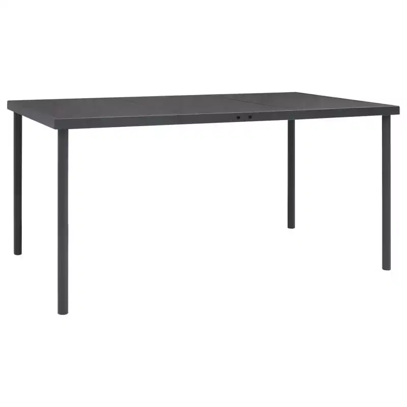 vidaXL Outdoor Dining Table Anthracite Glass, Powder-Coated Steel