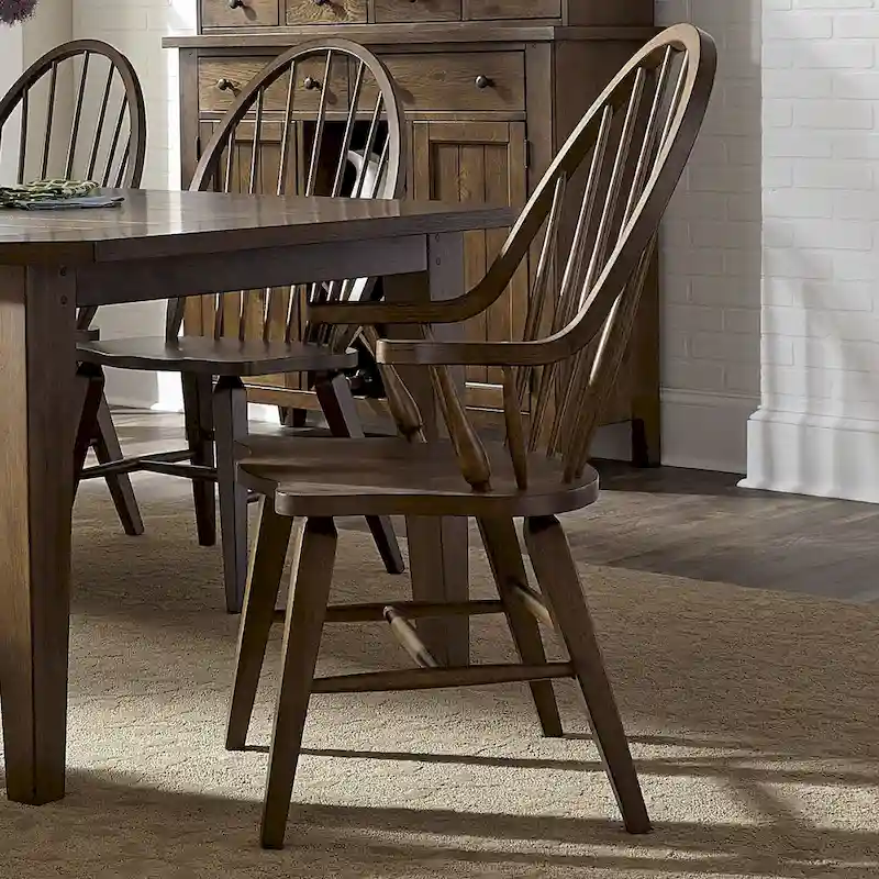 Windsor Back Arm Chair �C Rustic Oak Finish