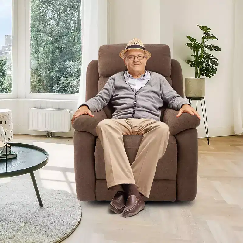 Costway Power Lift Recliner Chair Sofa for Elderly w/ Side Pocket & Remote Control Grey\Brown