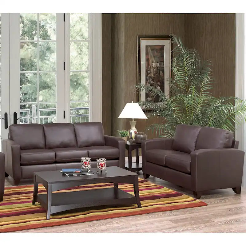 Bryce Italian Top Grain Leather Sofa and Loveseat Set