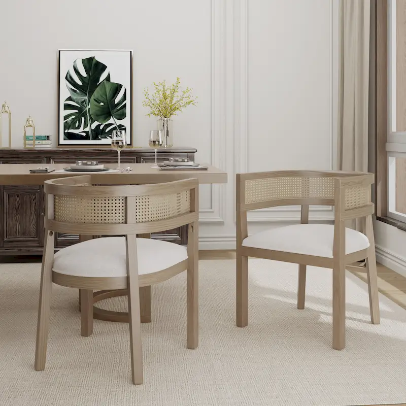 Halea Farmhouse Rubberwood Dining Chairs with Cane Back (Set of 2) by Christopher Knight Home