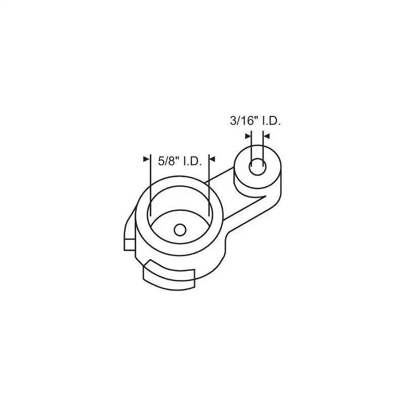 Brixwell Torque Bar Bearing, 5/8 Main Bore Diameter, 3/16 Second Bore Diameter, Plastic Material, White Finish