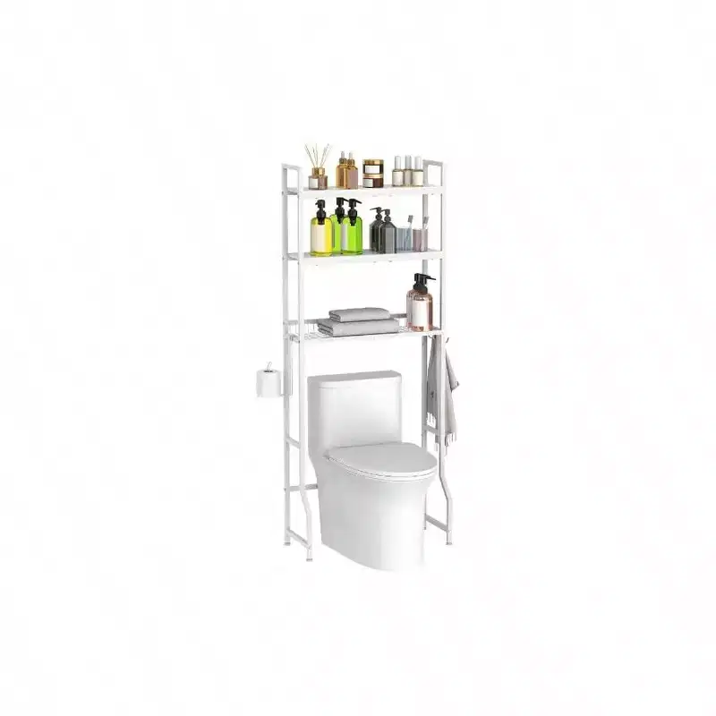 Over Toilet Storage 3 Tier Bathroom Organizer White Wooden Space Saver Above Toilet Restroom Laundry Rack Freestanding