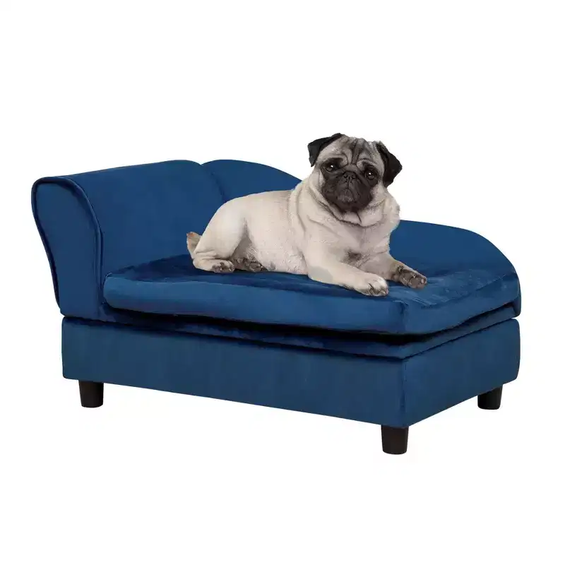 Okak Luxury Dog Couch with Hidden Storage, Modern Elevated Dog Bed with 3 Foam, Cushy Dog Sofa for Puppies and Little Breeds