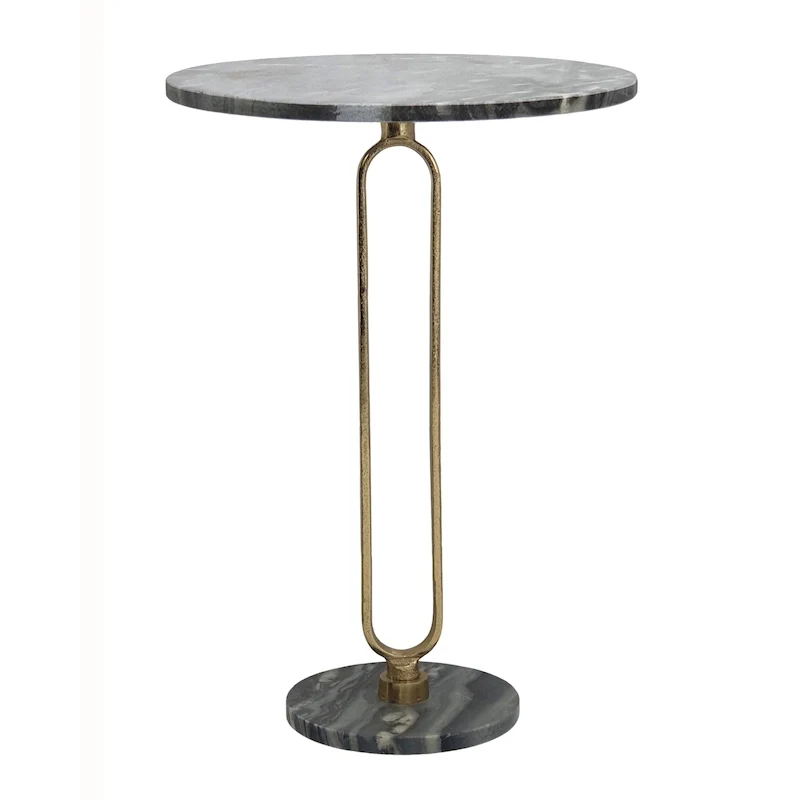 Oval White Marble Side Table with Gold Aluminum Base