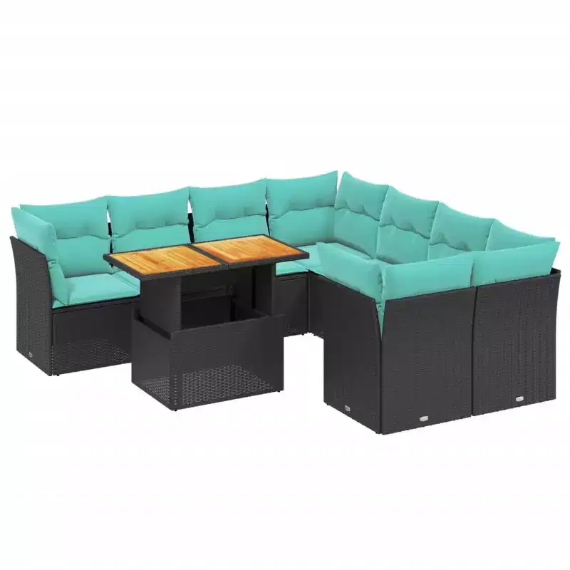 vidaXL Patio Sofa Set with Cushions Poly Rattan