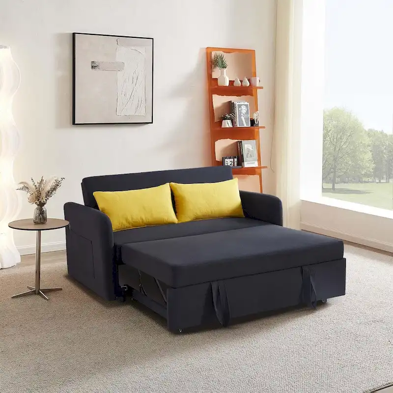 Pull Out Couch Convertible Loveseat Sleeper Sofa Bed with USB