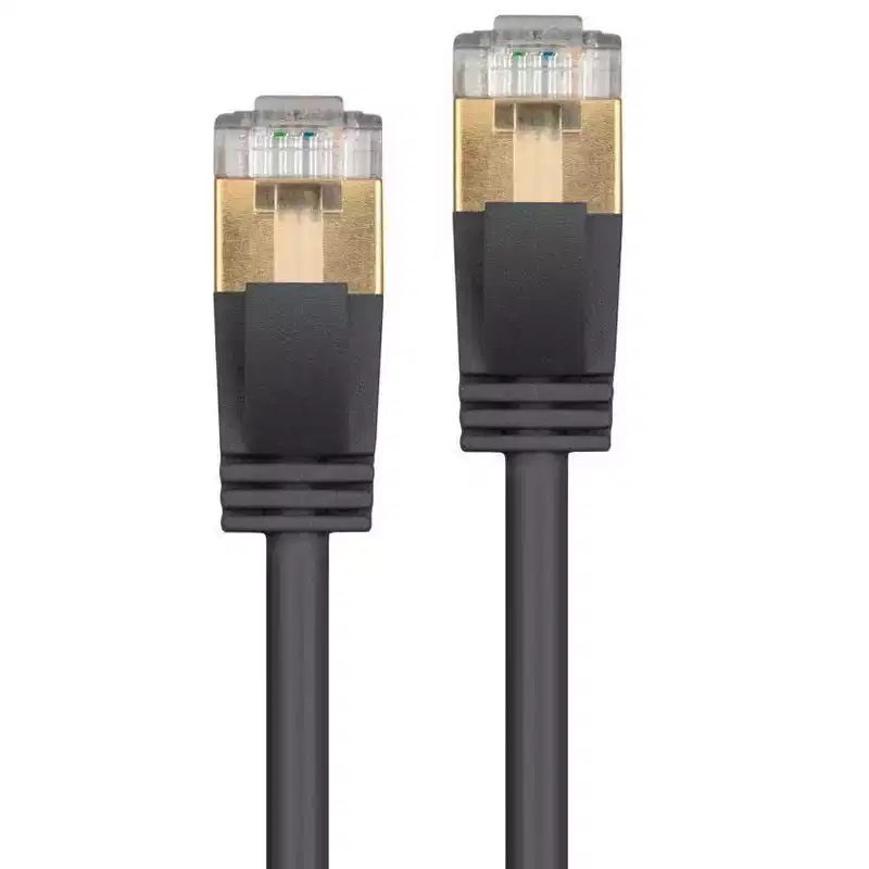 Monoprice SlimRun Cat6A Ethernet Patch Cable - Network Internet Cord - RJ45, Stranded, STP, Pure Bare Copper Wire, 36AWG, 7ft, Black