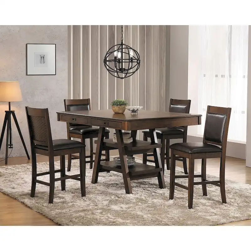 Ferrara Walnut and Brown 9-piece Counter Height Dining Set