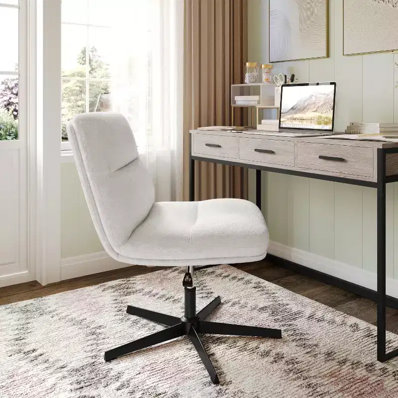 Mid-Back Armless Swivel Office Chair - Height-Adjustable, Padded Bonded Leather