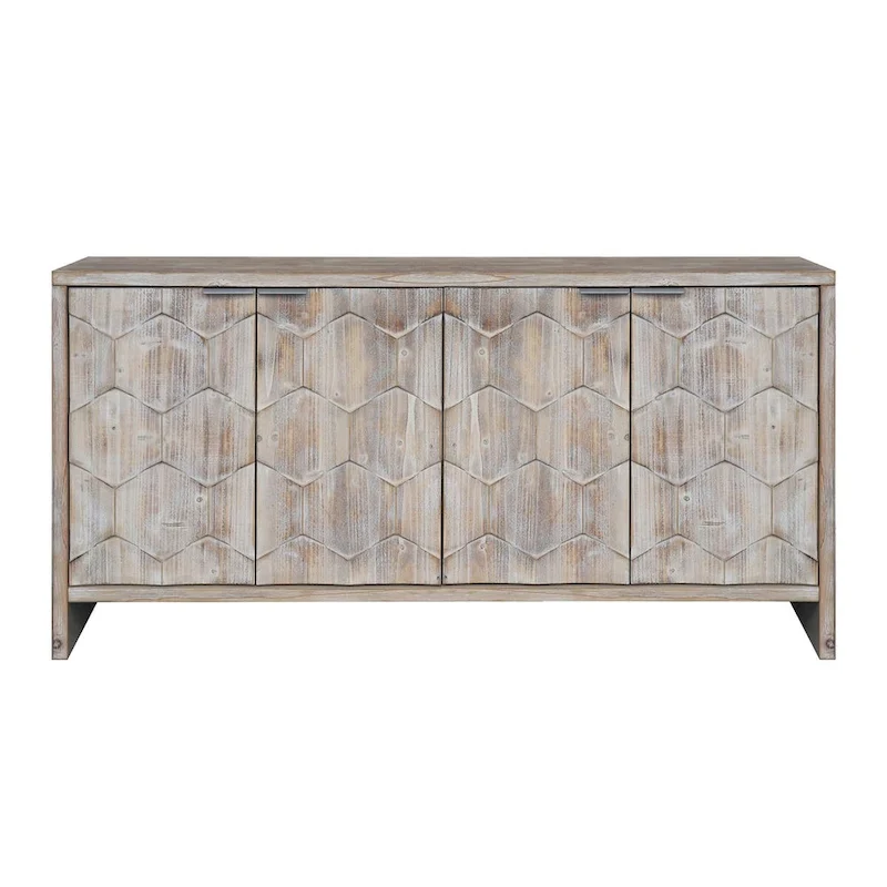 Farmhouse Style 4 Door Wooden Sideboard for Living Room