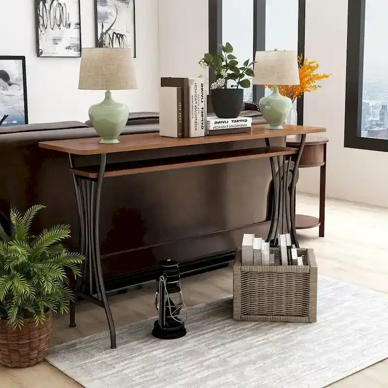 DH BASIC Industrial 60-inch Metal 1-Shelf Counter Height Table by Denhour