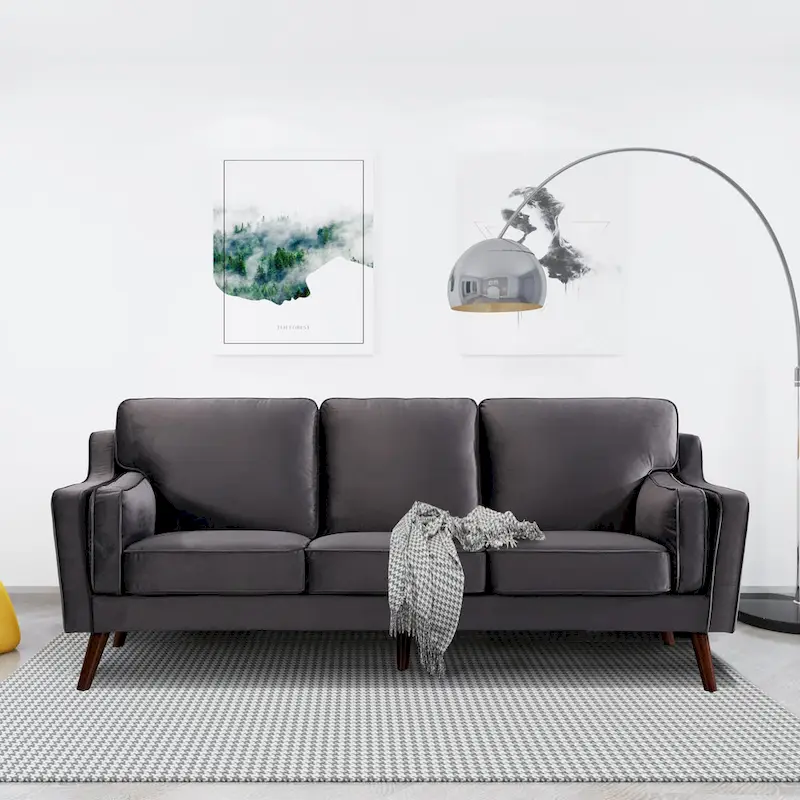 Sofa Couches Velvet 3-Seater Sofa with 5.9 Upholstered Cushion for Living Room/Apartment/Office
