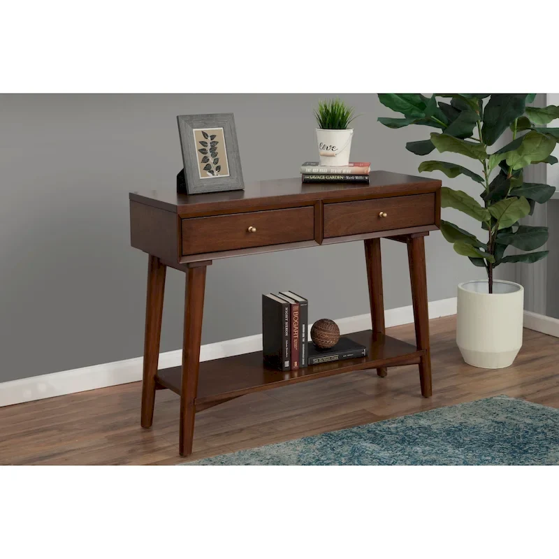Mid Century Modern Console Table with 2 Drawers