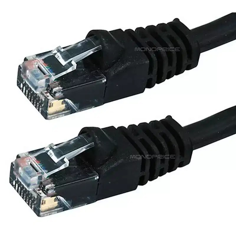 Monoprice Cat5e Ethernet Patch Cable - 100 Feet - Black | Network Internet Cord - RJ45, Stranded, 350Mhz, UTP, Pure Bare Copper Wire, 24AWG