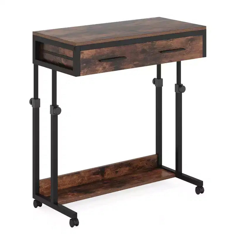 Portable Desk with Drawers �C Mobile Laptop Desk on Wheels for Home Office