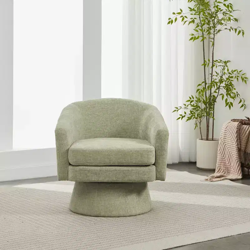 Contemporary 360 Swivel Chenille Upholstered Accent Chair with Cushion