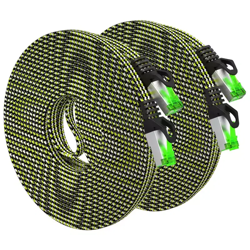 GEARit Cat7 Ethernet Cable 25 Feet - 32 AWG Flat Patch Cable - Nylon Braided