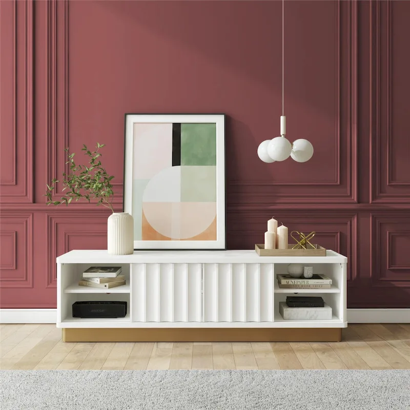 CosmoLiving by Cosmopolitan Rene Modern Scalloped TV Stand for TVs up to 65 - Up to 65