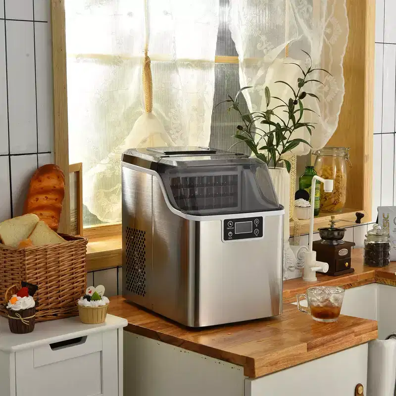 Costway Portable Ice Maker 40Lbs/24H Countertop Self-Cleaning with Ice Scoop and Basket