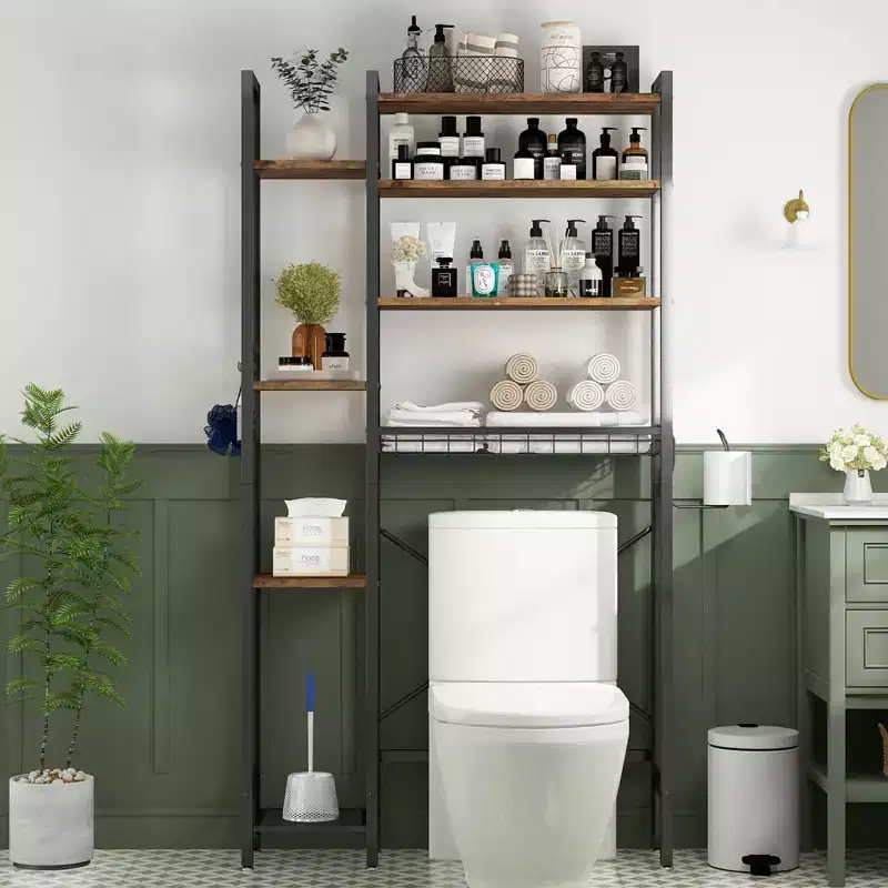 GDFStudio Dandan 32 Modern 8-Tier Over Toilet Storage Rack with Shelves, Racks and Hooks