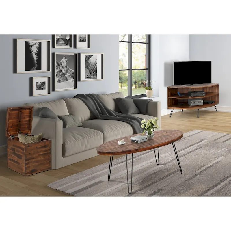 Raffles 44  Wood Oval Cocktail Table