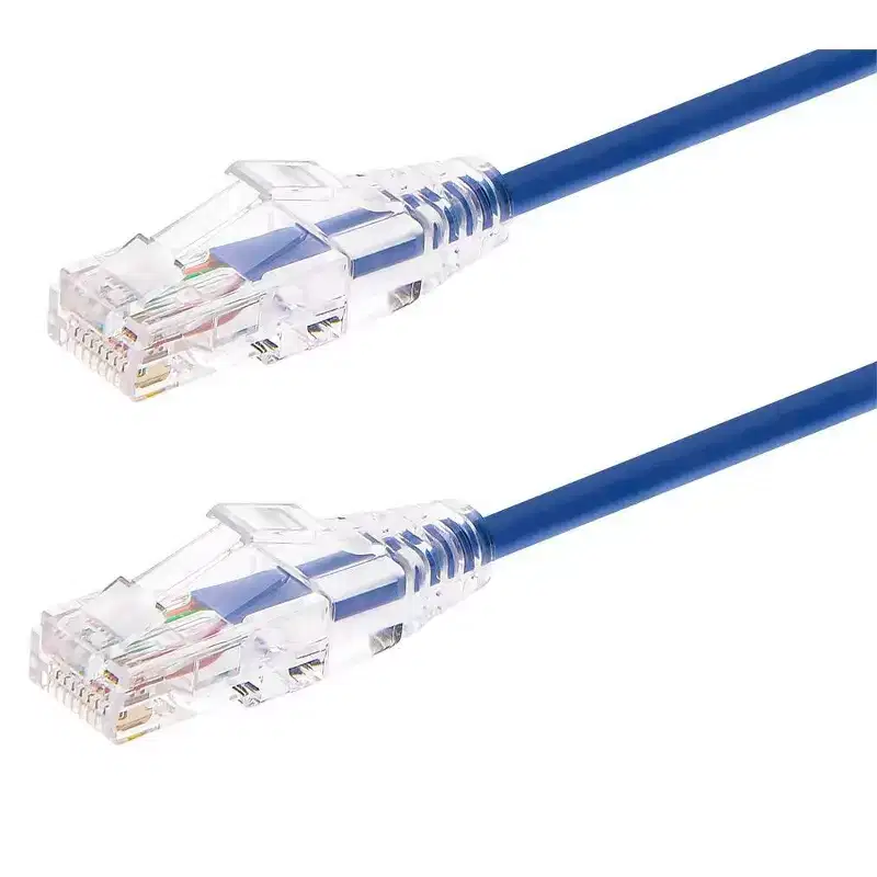 Monoprice Cat6 Ethernet Patch Cable - 2 feet - Blue | Snagless RJ45 Stranded 550MHz UTP CMR Riser Rated Pure Bare Copper Wire 28AWG - SlimRun Series