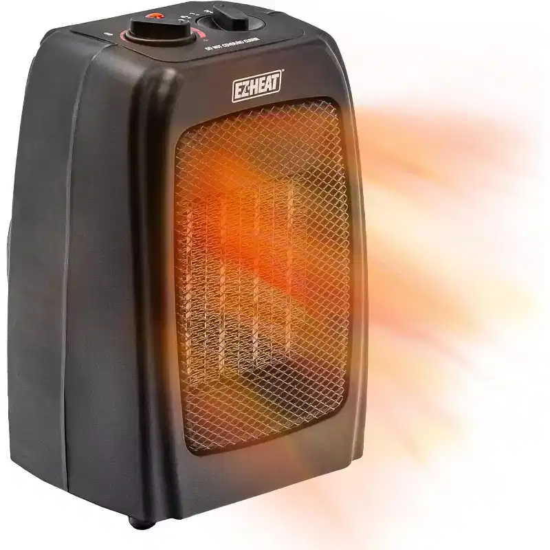 EZ Heat Personal Ceramic Heater and Fan w/ 1,500W Adjustable Thermostat