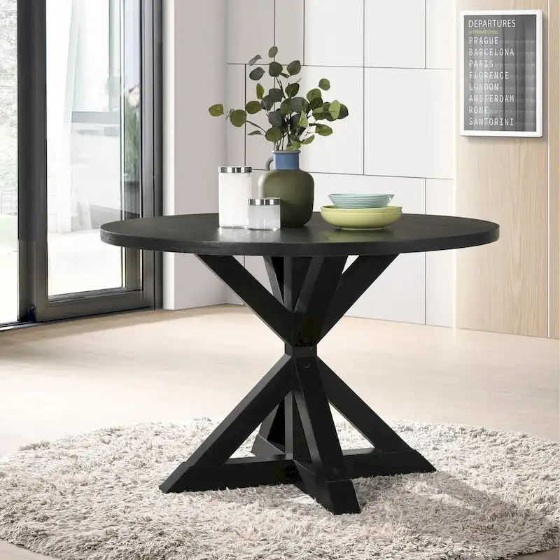 Black Cross-Buck Dining Table for 4