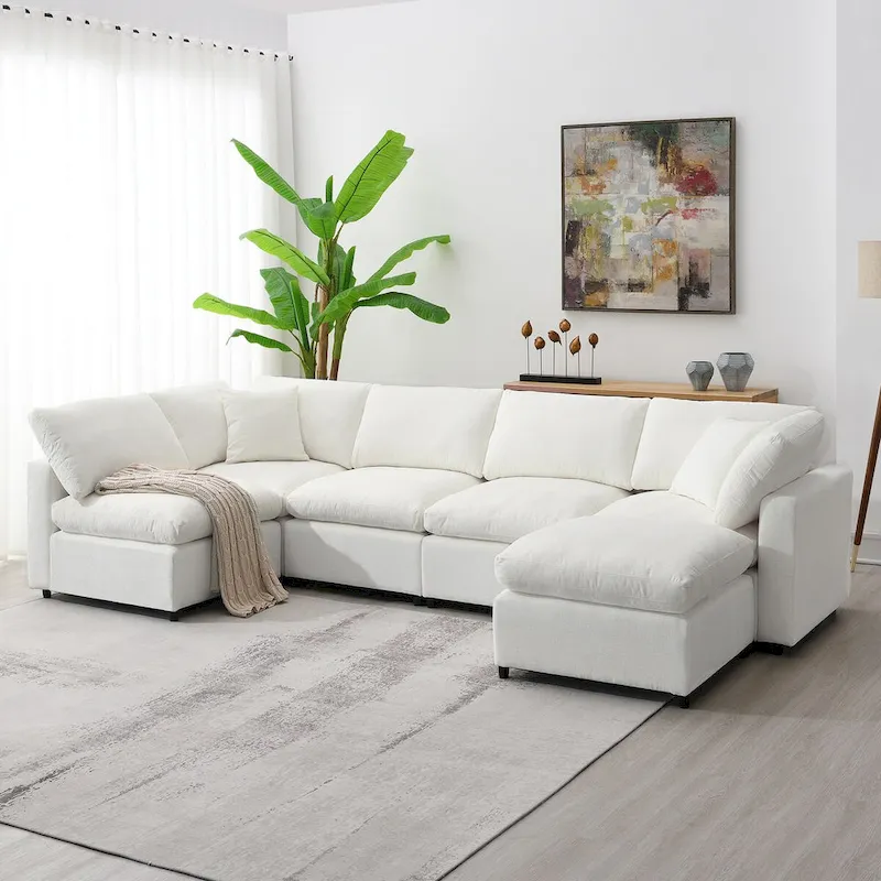 Modern Modular Cloud Sofa Bed with 6 Seat Sectional Couch Set