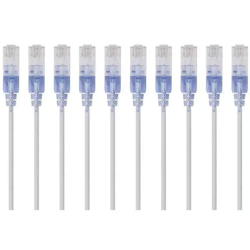 Monoprice Cat6A Ethernet Patch Cable - 3 Feet - White | Network Internet Cord - RJ45, 550Mhz, UTP, Pure Bare Copper Wire, 10G, 30AWG, 10-Pack -